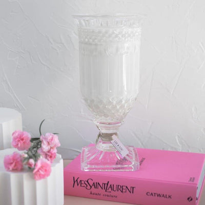 Camellia & Pink Lotus (Soft Florals | Citrus | White Musk) - Crystal Vase Candle | 200hr Burn