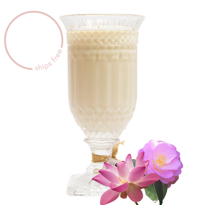 Camellia & Pink Lotus (Soft Florals | Citrus | White Musk) - Crystal Vase Candle | 200hr Burn