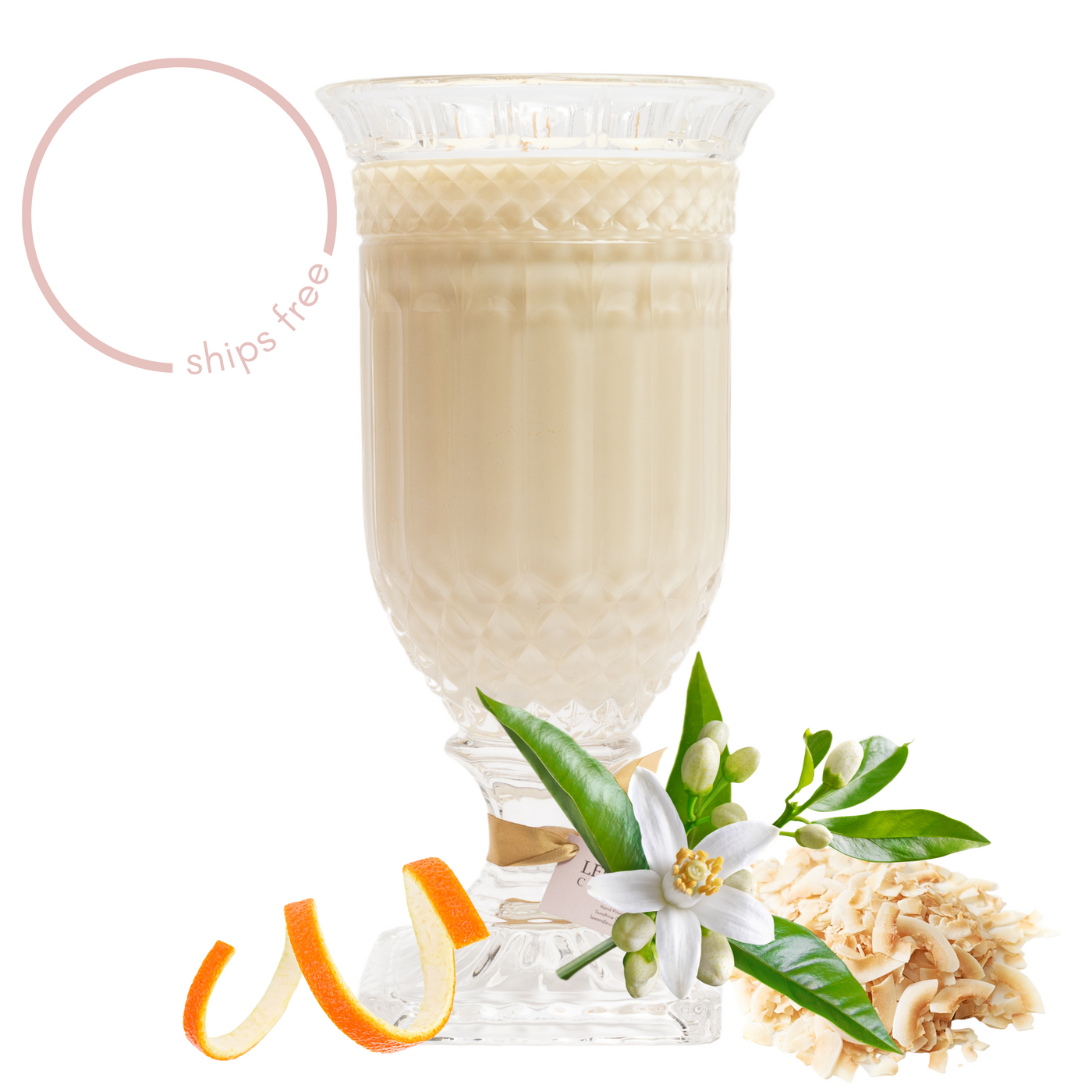 Orange Flower & Coconut (Orange Peel | Toasted Coconut | Orange Flower) - Crystal Vase Candle