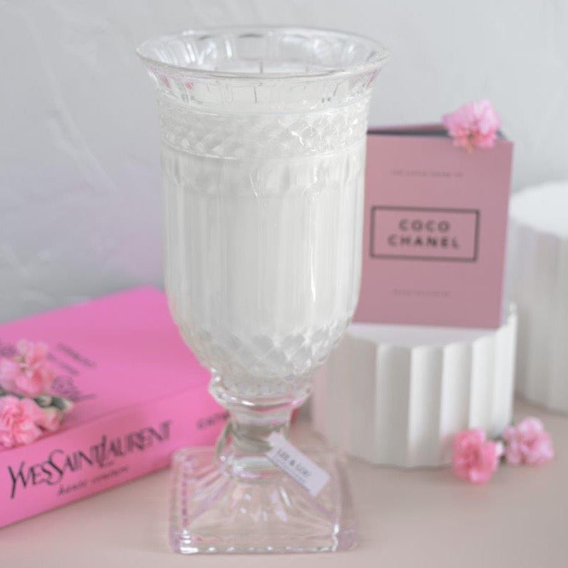 Tiarè Flower & Coconut (Tahitian Florals | Coconut Cream | Peach Nectar) - Crystal Vase Candle 1.5kg | 200hr Burn