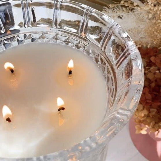 Retreat (Jasmine | Bergamot | Ylang Ylang) - Crystal Vase Candle | 200hr Burn