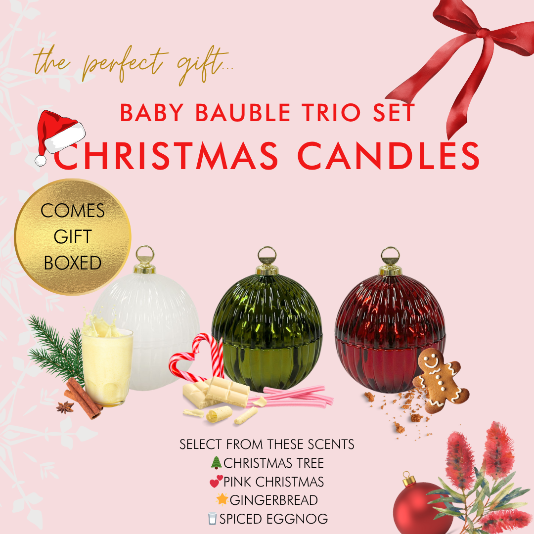 Christmas Candle Trio Baby Baubles | TRADITIONAL COLOURS