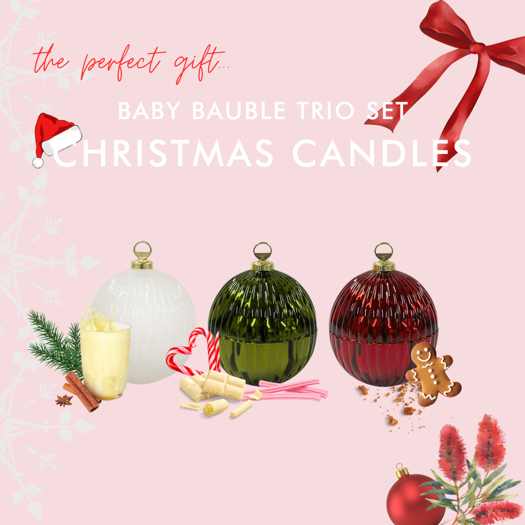 Christmas Candle Trio Baby Baubles | TRADITIONAL COLOURS