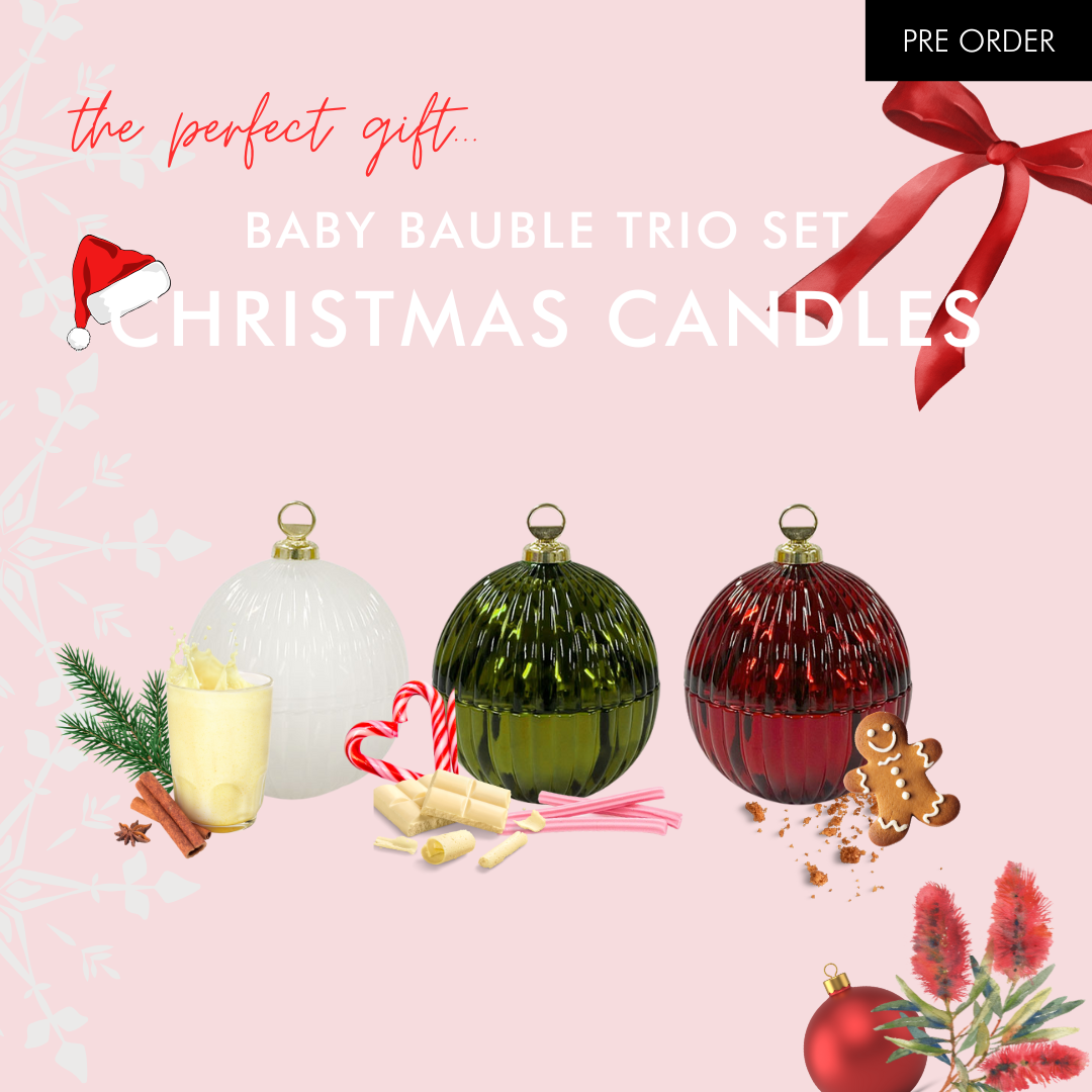 Christmas Candle Trio Baby Baubles | TRADITIONAL COLOURS ** PRE ORDER **
