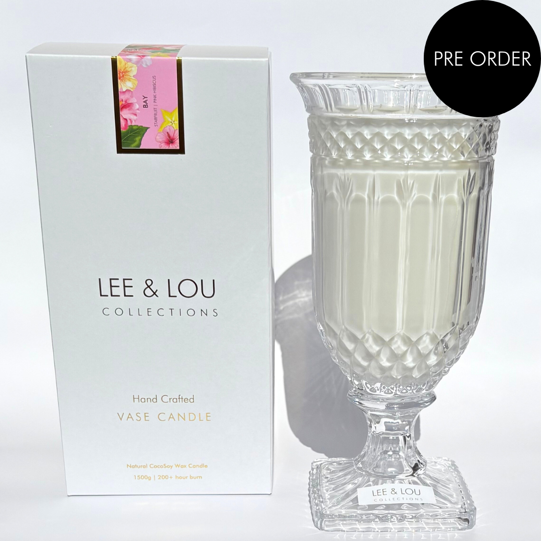 Bay (Starfruit | Hibiscus) - Crystal Vase Candle | 200hr Burn **PRE ORDER**