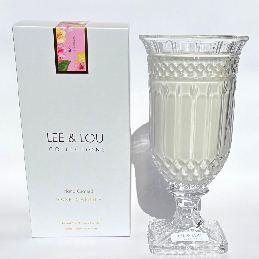Bay (Starfruit | Hibiscus) - Crystal Vase Candle | 200hr Burn