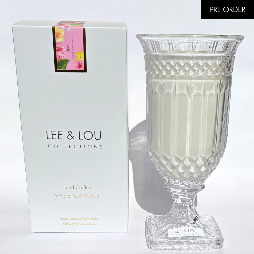Bay (Starfruit | Hibiscus) - Crystal Vase Candle | 200hr Burn **PRE ORDER**