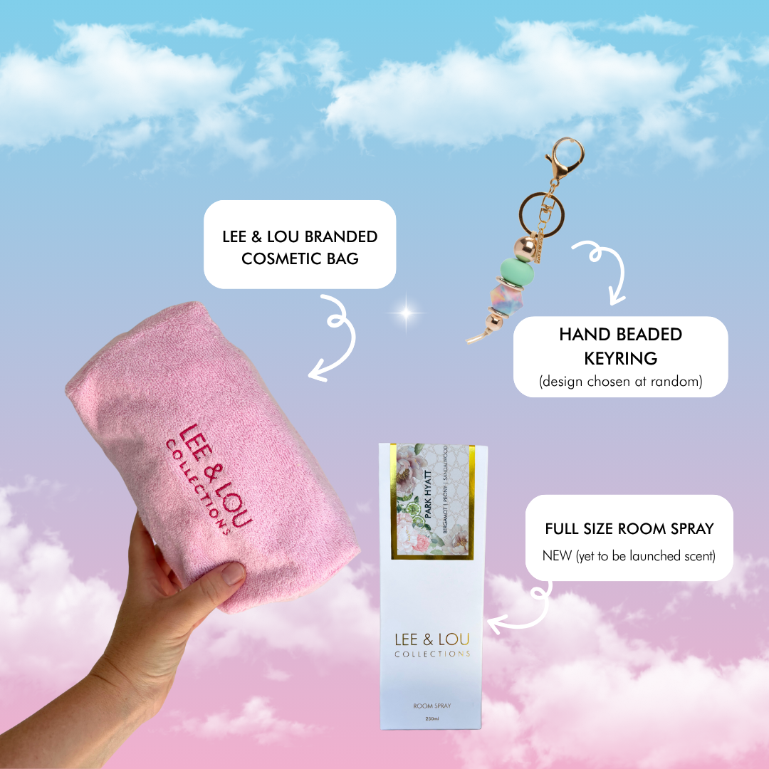 ✔️ YAY!!! You've unlocked a FREE Cosmetic Bag PLUS a Room Spray & Key Ring!