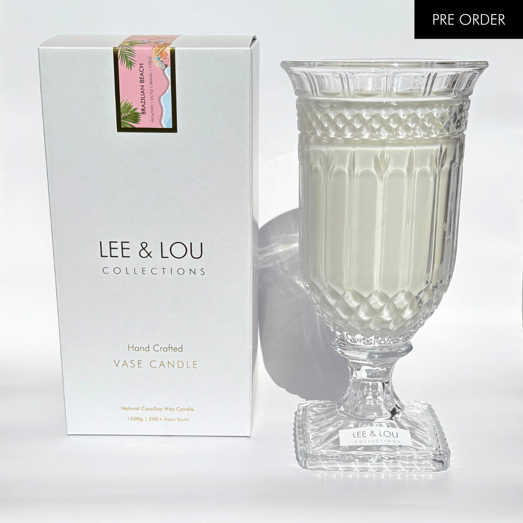 Brazilian Beach (Pistachio | Salted Caramel | Citrus) - Crystal Vase Candle | 200hr Burn **PRE ORDER**