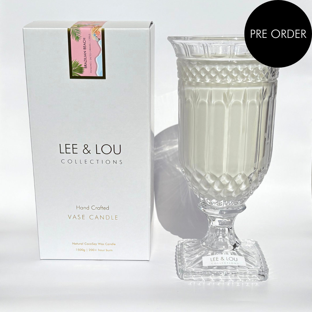 Brazilian Beach (Pistachio | Salted Caramel | Citrus) - Crystal Vase Candle | 200hr Burn **PRE ORDER**