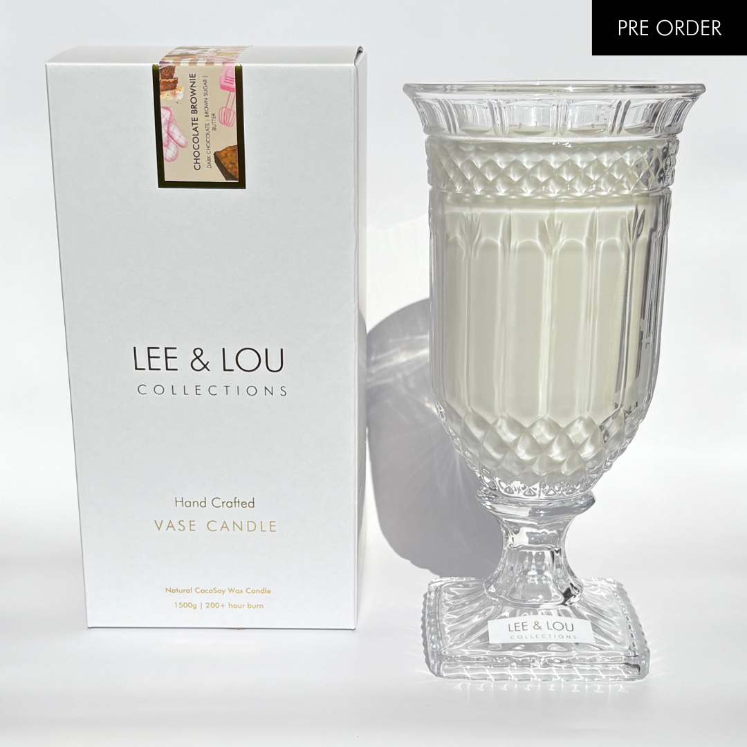 Chocolate Brownie (Dark Chocolate | Brown Sugar | Butter) - Crystal Vase Candle | 200hr Burn **PRE ORDER**