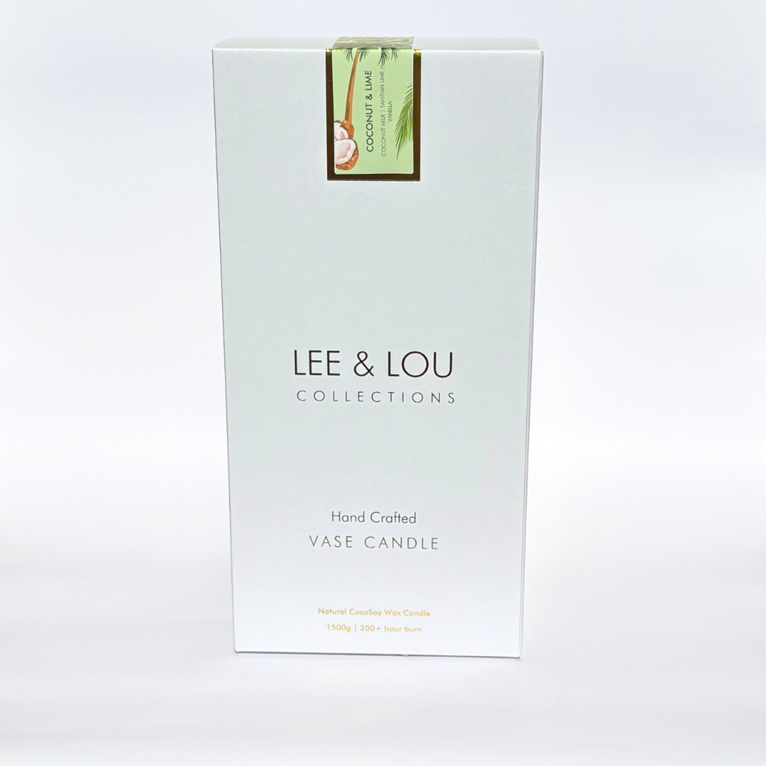 Coconut & Lime (Coconut Milk | Tahitian Lime | Vanilla) - Crystal Vase Candle | 200hr Burn