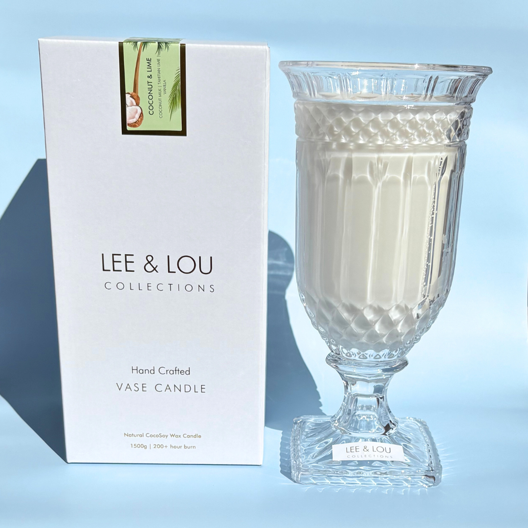 Coconut & Lime (Coconut Milk | Tahitian Lime | Vanilla) - Crystal Vase Candle | 200hr Burn