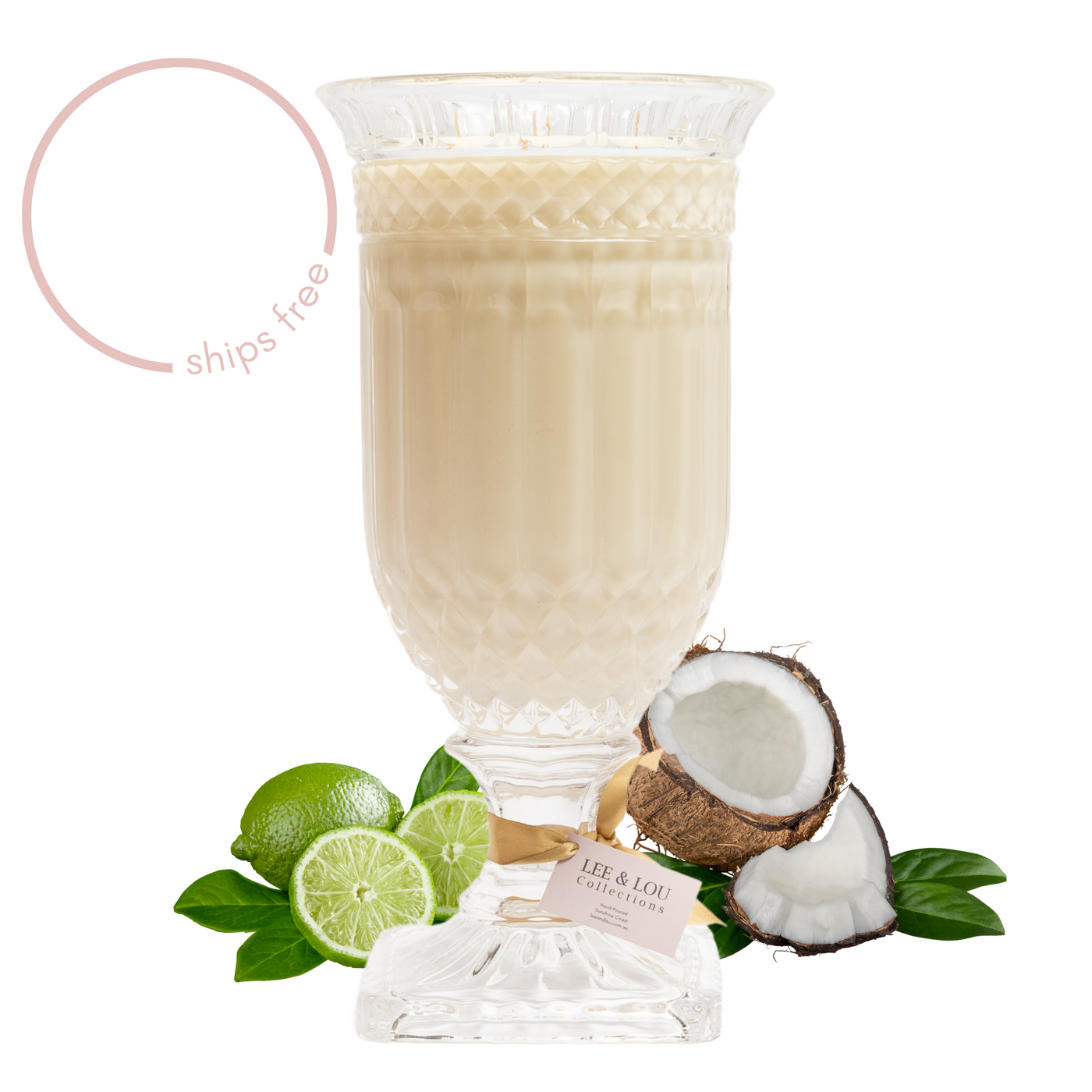 Coconut & Lime (Coconut Milk | Tahitian Lime | Vanilla) - Crystal Vase Candle | 200hr Burn