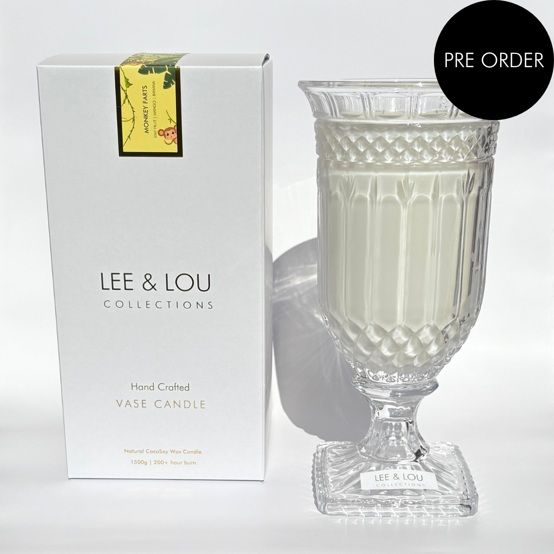 Monkey Farts (Kiwi Fruit | Mango | Banana) - Crystal Vase Candle | 200hr Burn **PRE ORDER**