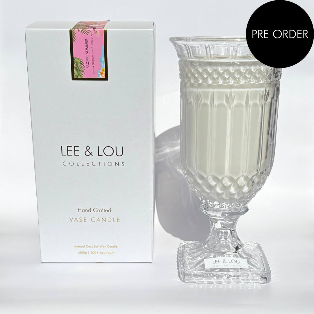 Pacific Summer (Banana Blossom | Apple | Coconut) - Crystal Vase Candle | 200hr Burn **PRE ORDER**