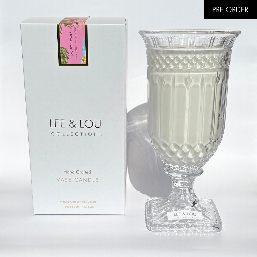 Pacific Summer (Banana Blossom | Apple | Coconut) - Crystal Vase Candle | 200hr Burn **PRE ORDER**