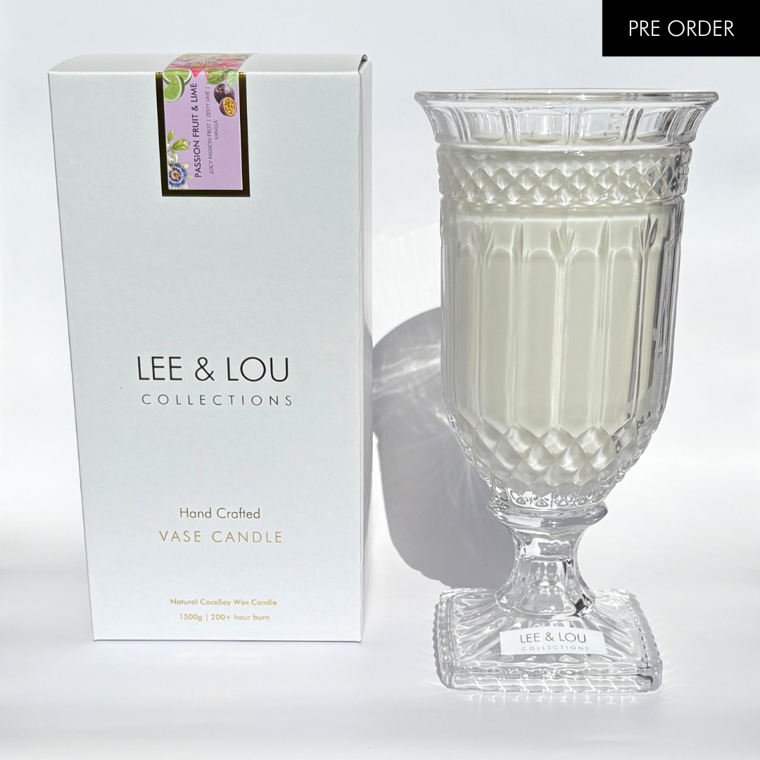 Passion Fruit & Lime (Juicy Passion Fruit | Zesty Lime | Vanilla) - Crystal Vase Candle | 200hr Burn **PRE ORDER**