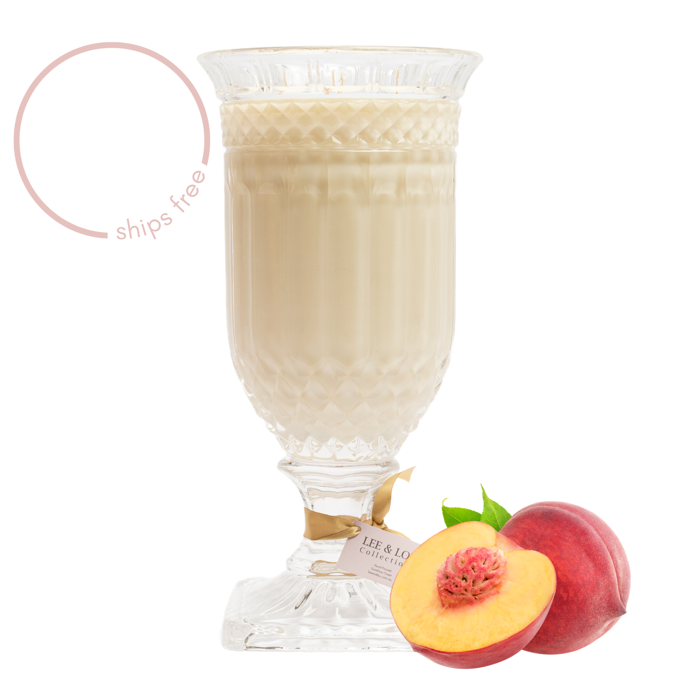 Peach... Please! (Juicy Peach | Vanilla | Leafy Green) - Crystal Vase Candle | 200hr Burn
