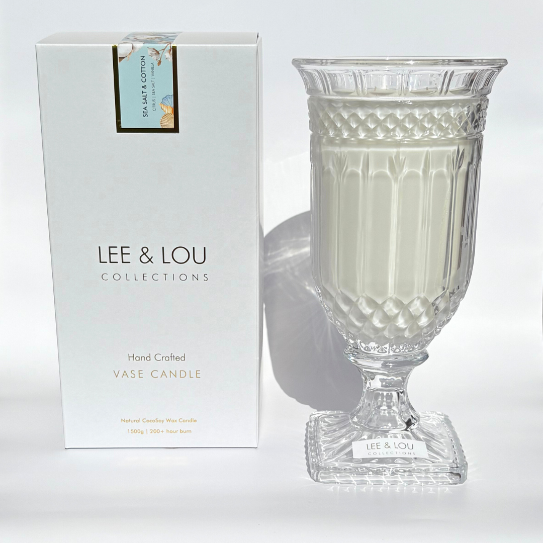 Sea Salt & Cotton (Citrus | Sea Salt | Vanilla) - Crystal Vase Candle | 200hr Burn **PRE ORDER**