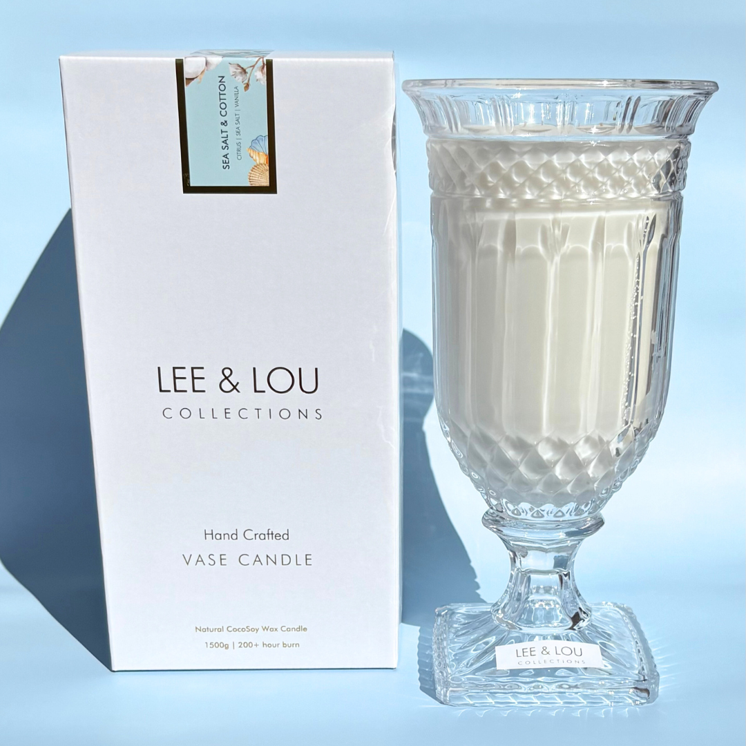 Sea Salt & Cotton (Citrus | Sea Salt | Vanilla) - Crystal Vase Candle | 200hr Burn **PRE ORDER**