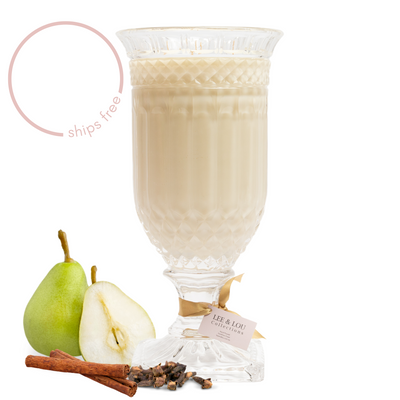 Spiced Pear (Green Pear | Cinnamon | Clove) - Crystal Vase Candle 1.5kg | 200hr Burn