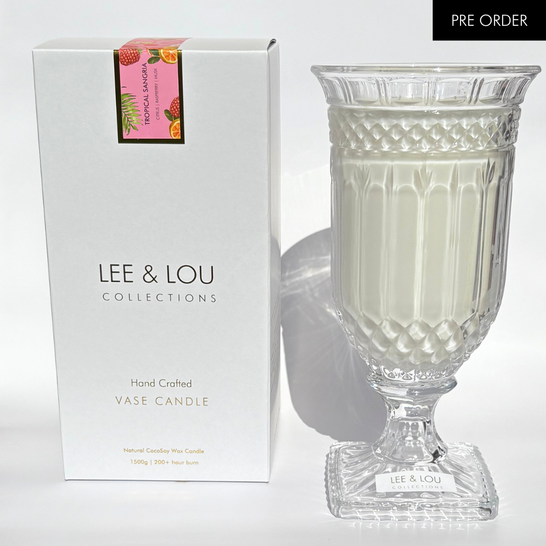 Tropical Sangria (Citrus | Raspberry | Musk) - Crystal Vase Candle | 200hr Burn **PRE ORDER**