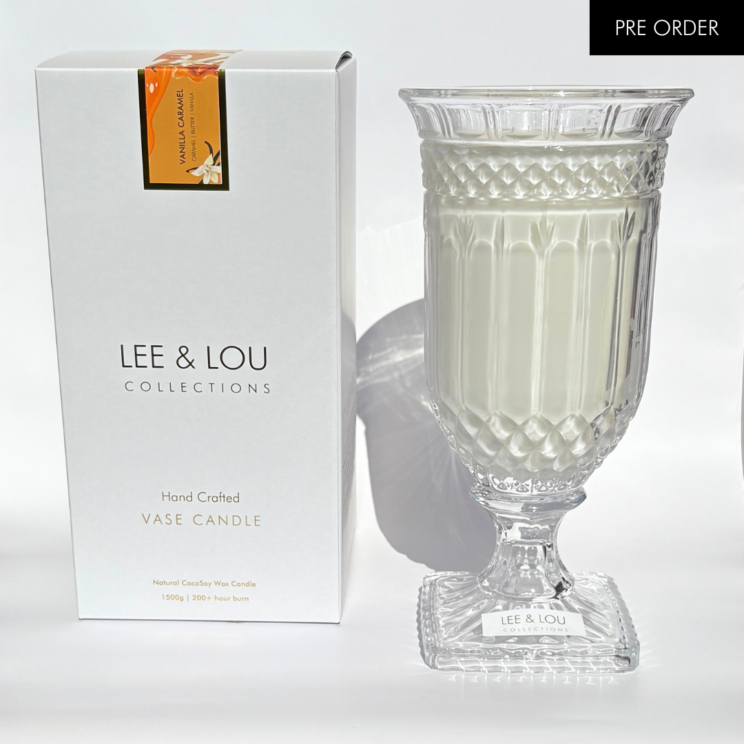 Vanilla Caramel (Caramel | Butter | Vanilla) - Crystal Vase Candle | 200hr Burn **PRE ORDER**