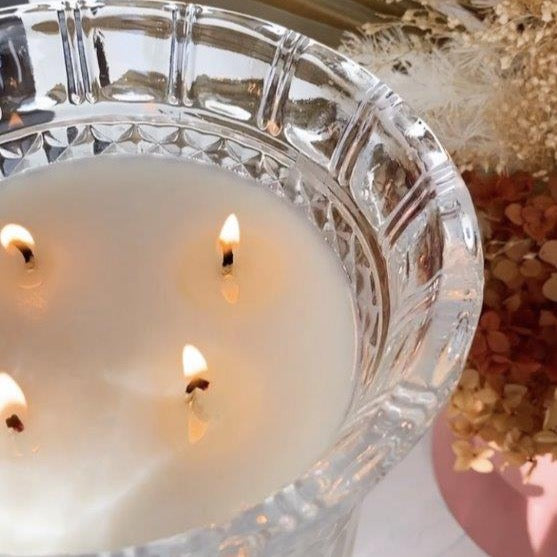 Spiced Pear (Green Pear | Cinnamon | Clove) - Crystal Vase Candle